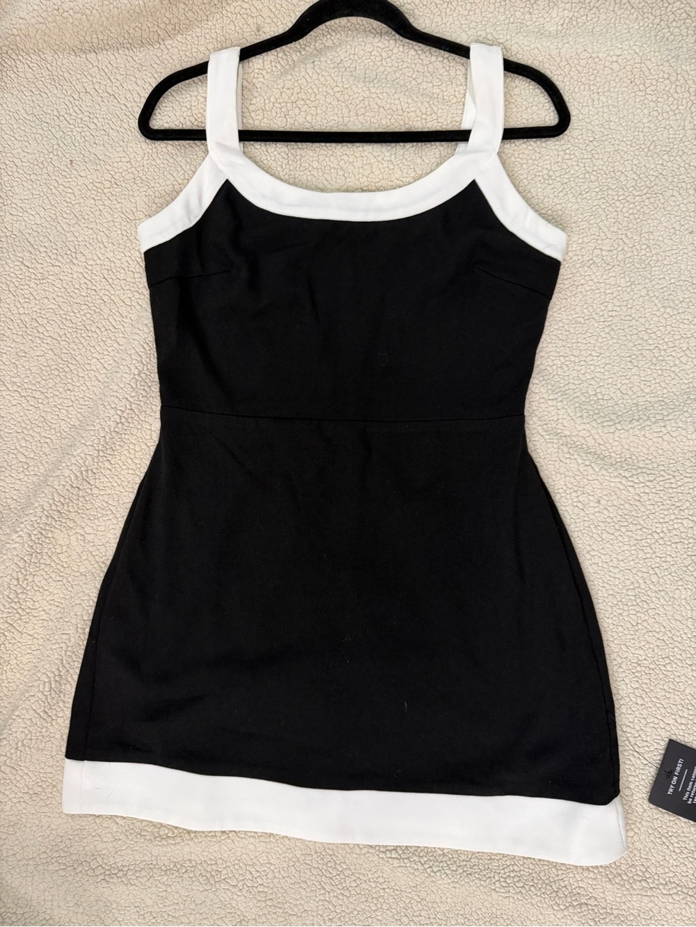 Lulu's Black Mini Dress with White Trim